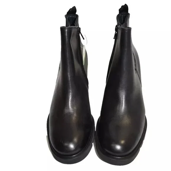 NWT $530 Paul Green Sahara Block Heel Chelsea Boot LEATHER BLACK8 US (TD14)